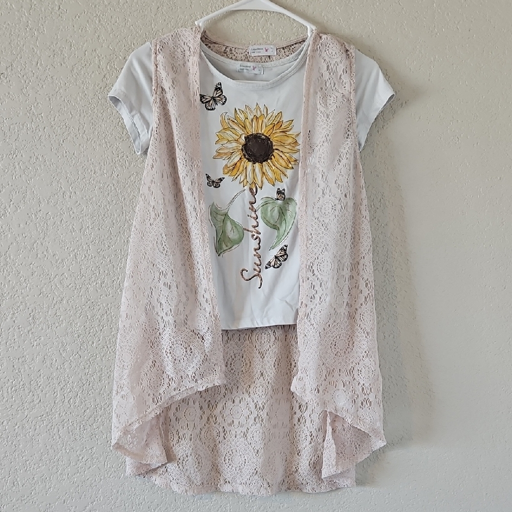 Beautees White Top with Lace Detail